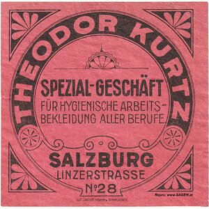 Reklamemarke Spezial-Geschäft Theodor Kurtz Salzburg