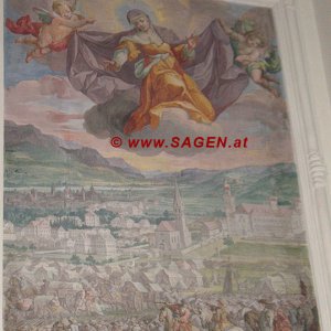 Die Heilige Anna schützt die Stadt Innsbruck, Wandfresko