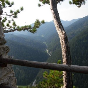 Blick von der Kapelle zu den sieben Vätern ins Klostertal