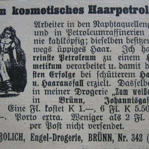 Kosmetisches Haarpetroleum- Werbung 1914