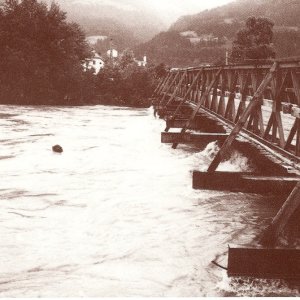 Holzbrücke über die Drau (Foto um 1940/41)