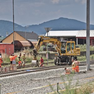 Bahnbauzug im Einsatz