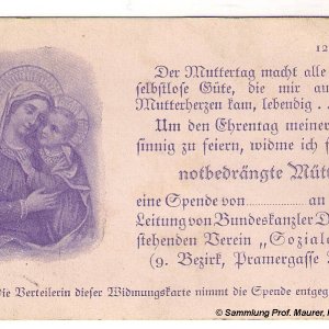 Muttertagskarte, Wien 1929