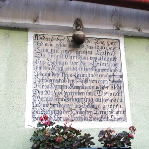 Inschrift am Kugelhaus in Drosendorf