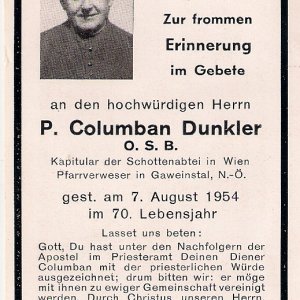 Zur frommen Erinnerung im Gebete - Sterbebild von 1954