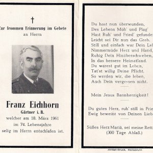 Zur frommen Erinnerung im Gebete.