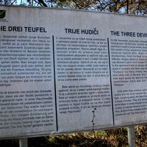Beschreibungstafel - die Drei Teufel-Wegkreuze