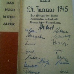 Originialunterschriften  Offiziere Stab  Wesermuende-Bremerhaven 1945