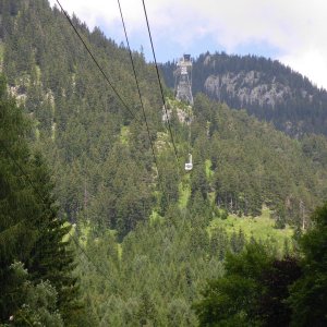 Rofanseilbahn-  Spannfeld, von der Talstation aus gesehen