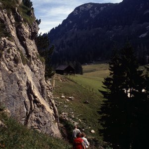 Beim Bergwandern in den Alpen