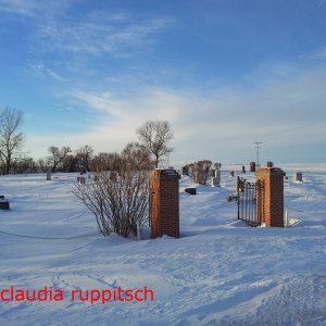 Winterlicher Friedhof in Saskatchewan, Kanada