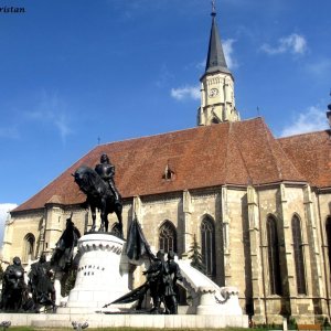 Matthias Corvinus Denkmal mit Michaelskirche, Klausenburg /Cluj-Napoca