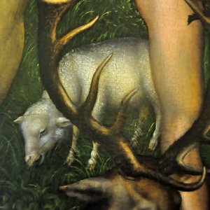 Detail aus Cranach's Sündenfall im Courtauld Institute London