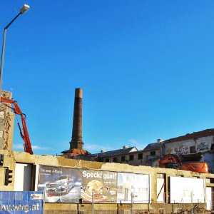 Abriss eines Industriedenkmals, GEBE-Fabrik in Wien-Penzing