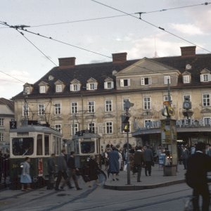 Straßenbahn Linie 2 Graz - Jakomini-Platz 1964