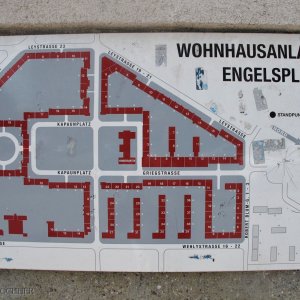 Übersicht Wohnhausanlage Engels-Hof in Wien-Brigittenau.