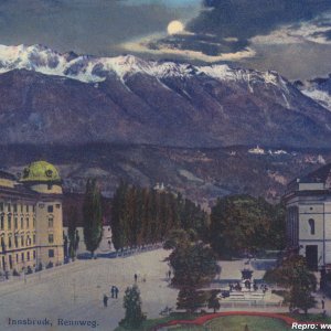 Innsbruck Rennweg bei Mondschein