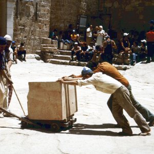 Steinmetzhandwerk an der Grabeskirche, Jerusalem