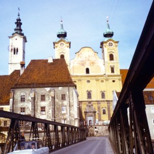 Steyr um 1970, Michaelerkirche und Bürgerspitalskirche