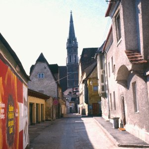 Steyr um 1970 - Berggasse und Stadtpfarrkirche