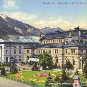 Innsbruck. Stadtsäle und Stadttheater mit Nordkette