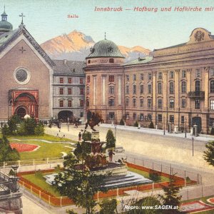 Innsbruck - Hofburg und Hofkirche mit Leopoldsbrunnen