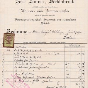 Rechnung Sägewerk Zauner Vöcklabruck 1928