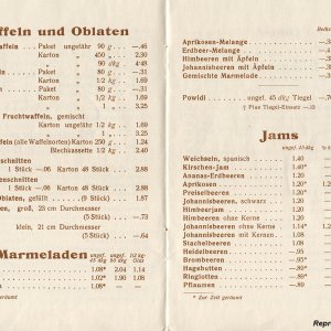 Preisliste von Julius Meinl