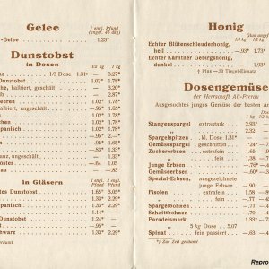 Preisliste von Julius Meinl