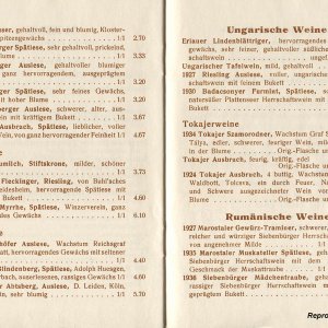 Preisliste von Julius Meinl