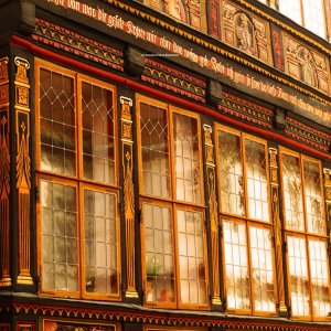 Fensterdetail des Wernerschen Hauses in Hildesheim.