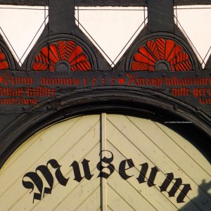 "Alte Münze" im Detail. Schriftzug über dem Eingang.