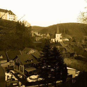 abendlicher Rückweg von der Lutherbuche in Stolberg.