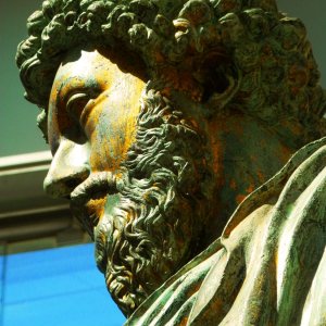 Die gewaltige Reiterstatue des römischen Kaisers Marcus Aurelius.