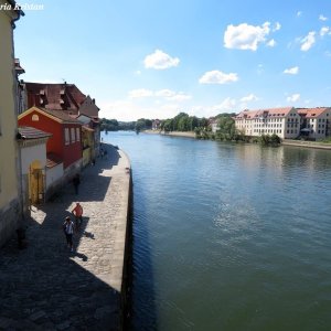 Regensburg Blick von Steinerner Brücke