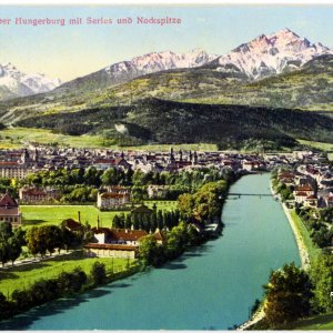 Innsbruck von der Hungerburg mit Serles und Nockspitze