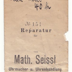 Reparatur-Schein Uhrmacher Seissl Kufstein