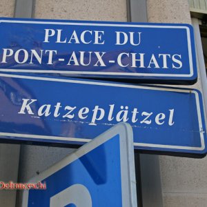 Straßenschild in Straßburg: Katzeplätzel