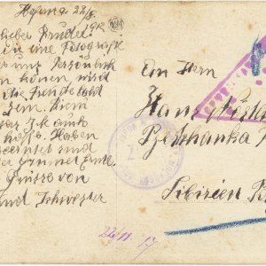 Postkarte Kriegsgefangenschaft Sibirien 1917