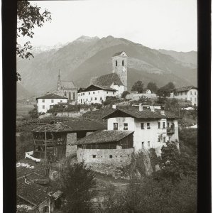Schenna, Glasdia schwarz-weiß frühes 20. Jahrhundert