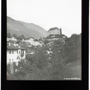 Schloss Schenna, Glasdia schwarz-weiß frühes 20. Jahrhundert