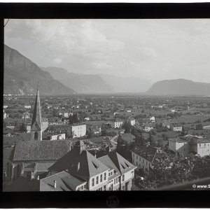 Gries bei Bozen, historische Ansicht - Glasdia schwarz-weiß frühes 20. Jahrhundert