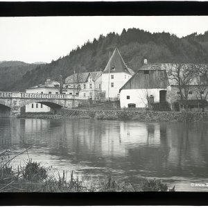 Lilienfeld Traisenbrücke und Dienerturm Lilienfeld