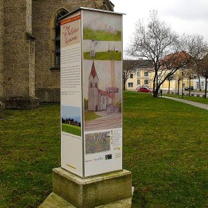 Sagenweg St. Valentin - Pylon Kirchenbau
