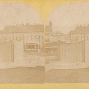 Vorbereitungen zur feierlichen Enthüllung des Erzherzog Karl Denkmals 1860 