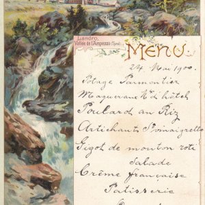 Menukarte aus Landro im Ampezzothal 1900