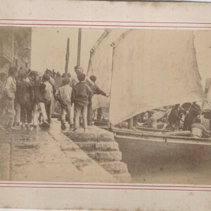 Fischerboote Empfang Lequeitio Hafen um 1890