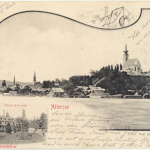 Attersee mit Hotel Attersee