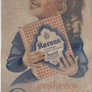 Korona die gute Kaffeemittel-Mischung Werbepappe um 1940