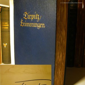 Historisches Schriftstück „Tirpitz Erinnerungen“ mit Widmung.